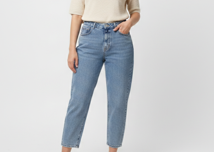 عکس پاخور شلوار جین مام بگ زنانه یخی denim