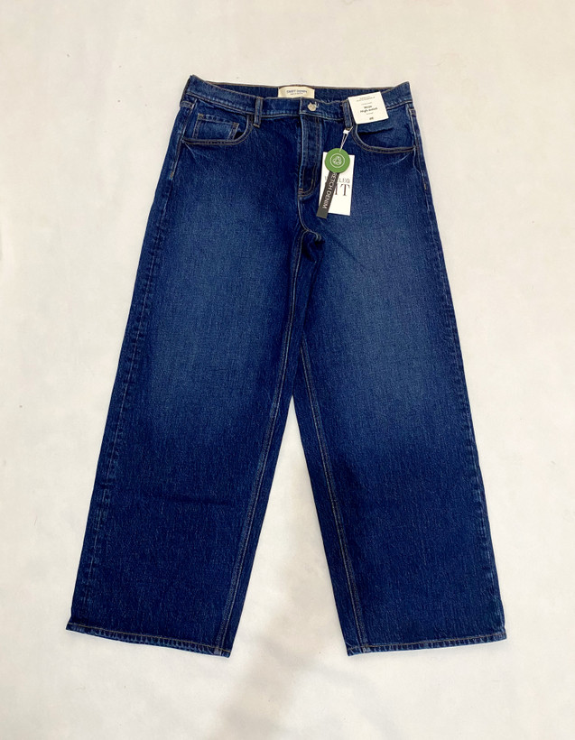 شلوار جین بگ زنانه منگو آبی سیر - نمای جلو با تگ