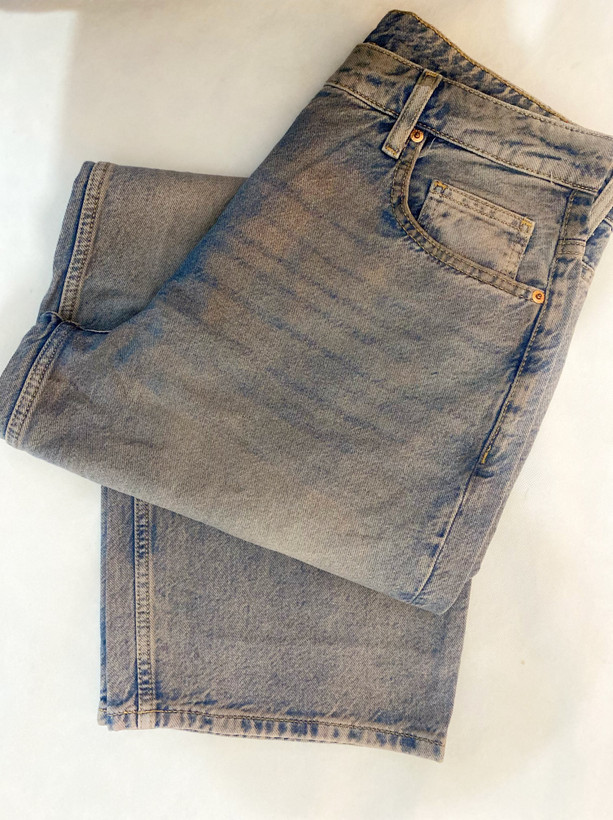 شلوار جین بگ زنانه آبی تینت کرم صورتی برند denim co