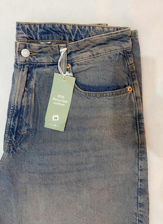 شلوار جین بگ زنانه آبی تینت کرم صورتی برند denim co