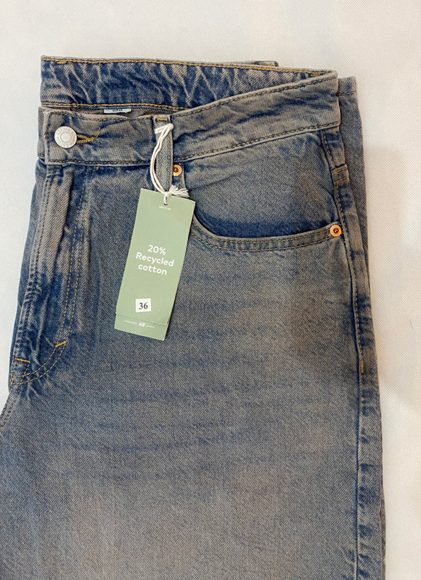 شلوار جین بگ زنانه آبی تینت کرم صورتی برند denim co