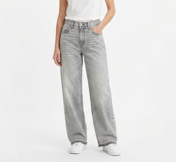 شلوارجین زنانه بگ طوسی wrangler وارداتی درجه یک