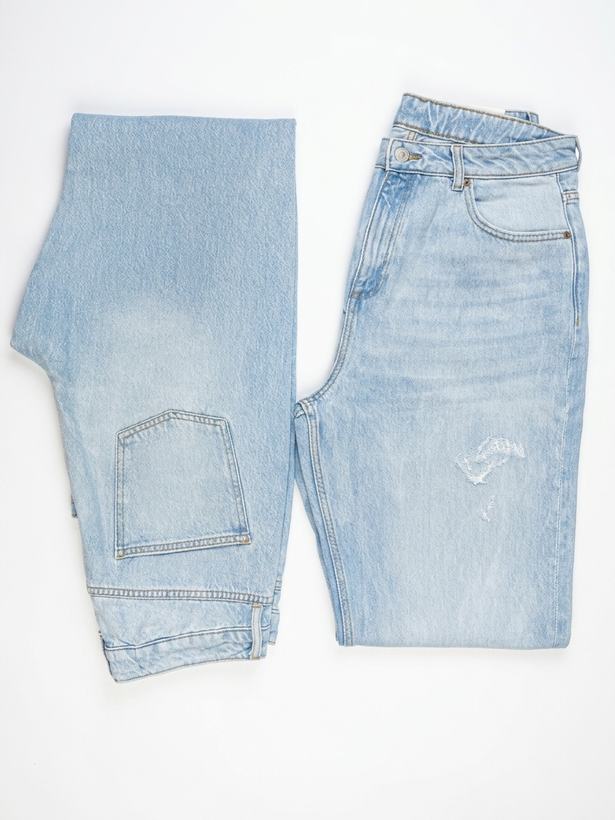 شلوار جین نیم بگ یخی زنانه denim.co دمپا ریش - جزئیات